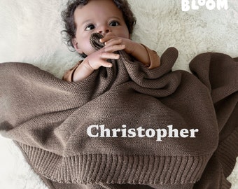 Custom Baby Name Blanket, Personalized Baby Gift, Embroidered Stroller Blanket, Newborn Baby Shower Gift, Nursery Decor, Baby Swaddle