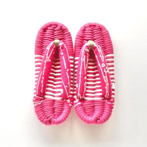 Fabric Zori Sandals, Pink Japanese Indoor Slippers, Handmade House Shoes, Weeping Plum Blossom, US 8 EU 39