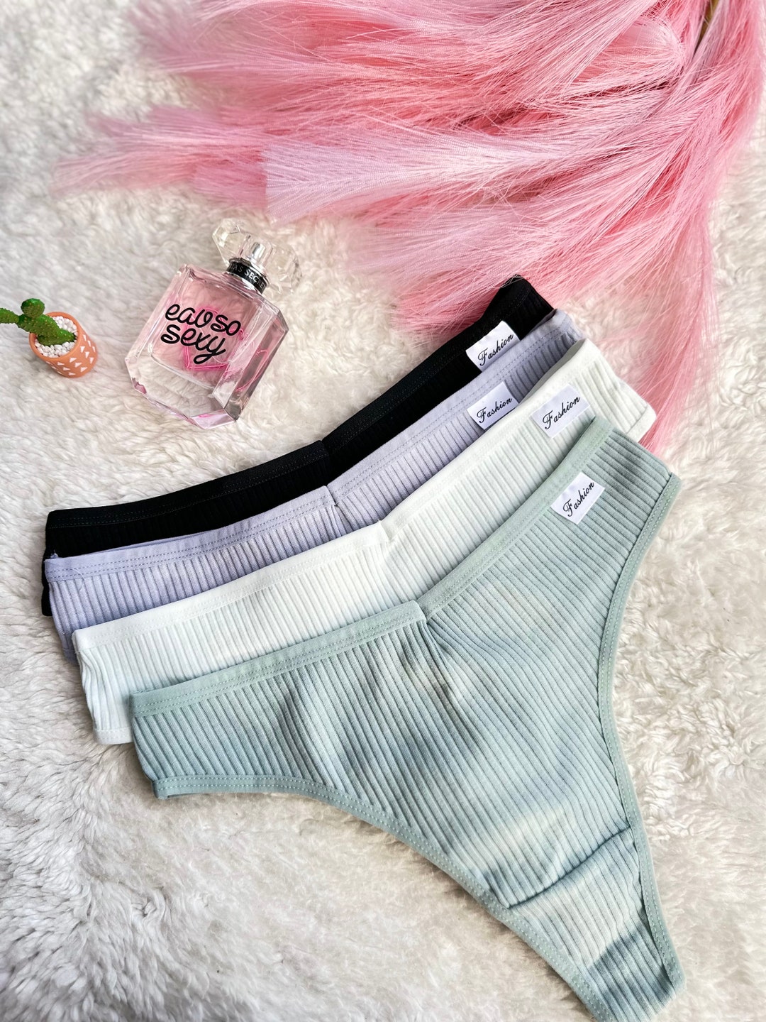 Womens Thongs Underwear Cotton Breathable Low Rise Hipster Panties Sexy