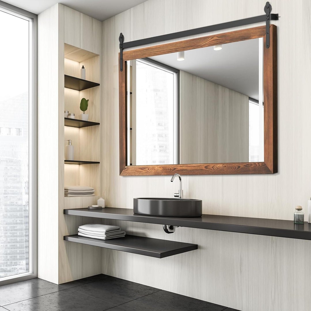 Premium Solid Wood Barn Door Wall Mirror farmhouse Style Etsy