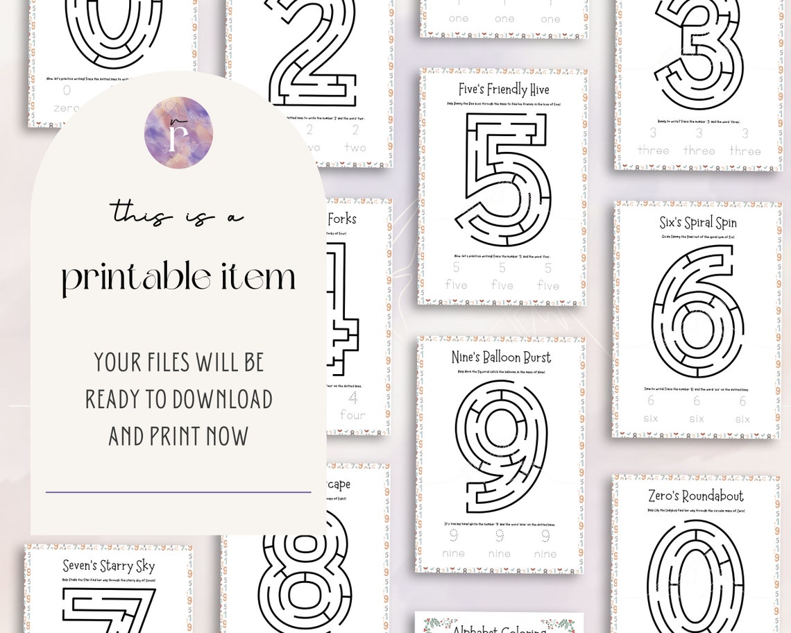 Number Maze Adventure Activity Pack for Kids Printable Math Fun Instant ...