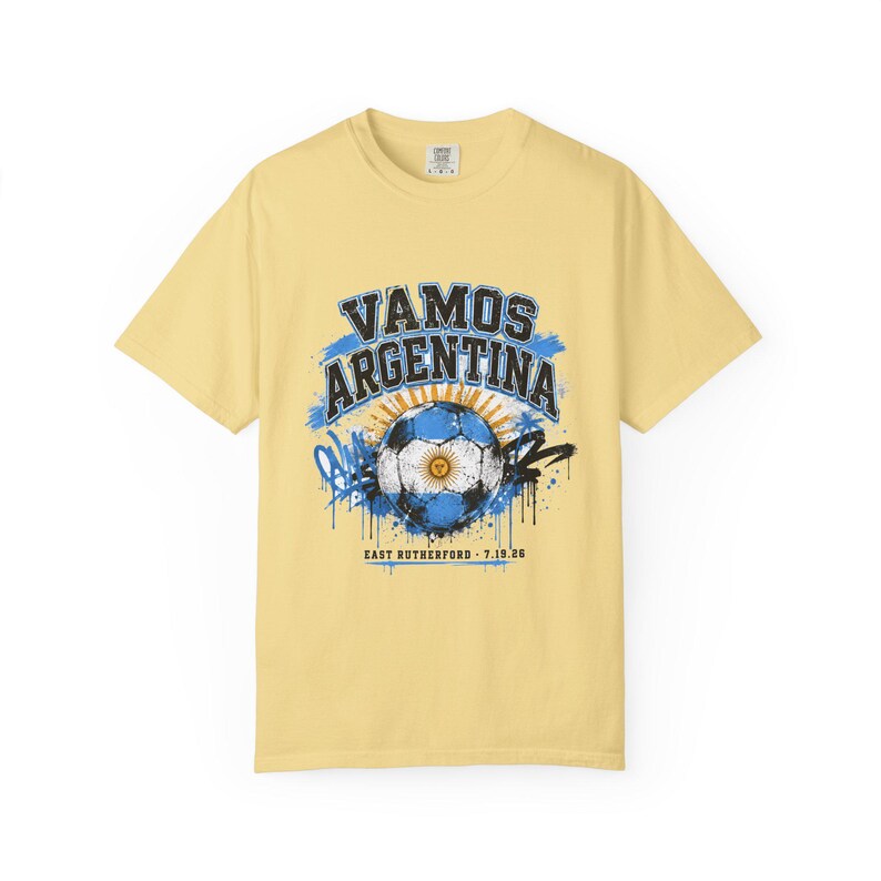 Vamos Argentina Trikot, Argentinien Fußballfinale 2026 T-Shirt, Argentinien Fußball Fan-Shirt in den Komfortfarben, Geschenk für East Rutherford zum Finale Bild 3