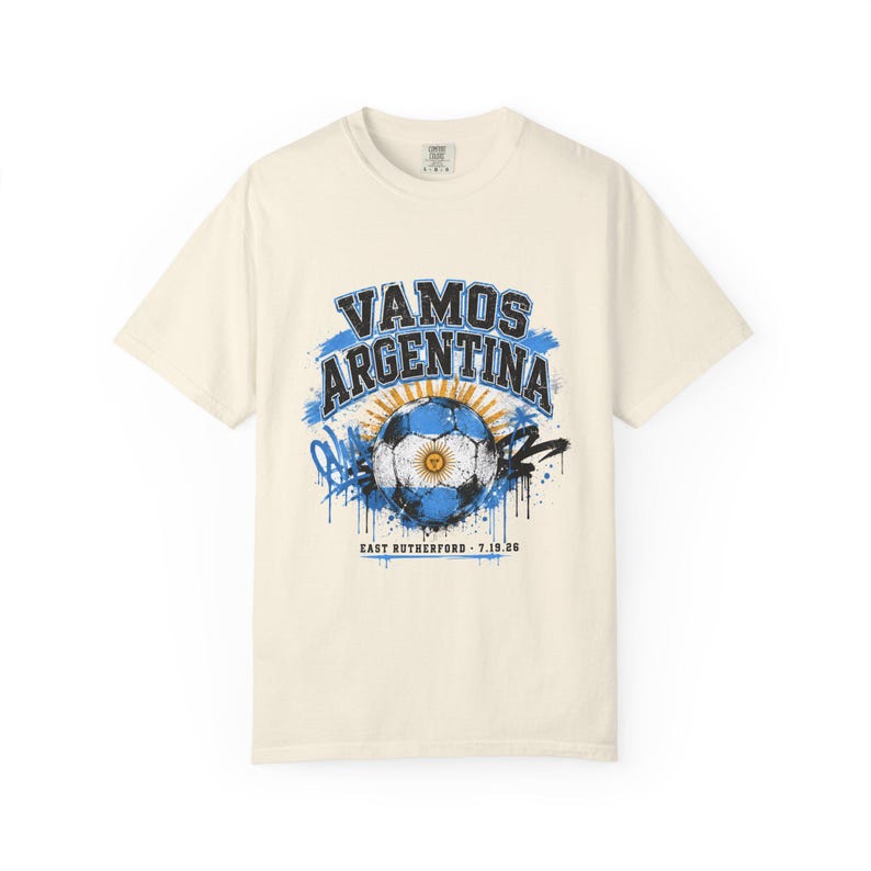 Vamos Argentina Trikot, Argentinien Fußballfinale 2026 T-Shirt, Argentinien Fußball Fan-Shirt in den Komfortfarben, Geschenk für East Rutherford zum Finale Bild 2