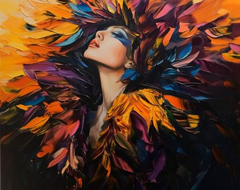 Abstract Feather Woman