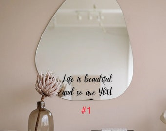 Mirror affirmations, affirmations, encouraging phrase, confidence, aesthetic mirror, aesthetic mirror affirmations