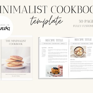 Minimalist Cookbook Template | Editable Recipe Book Template  | Canva Templates