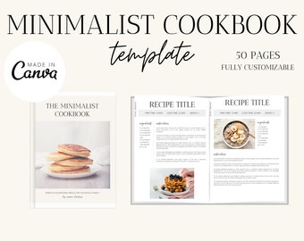 Minimalist Cookbook Template | Editable Recipe Book Template  | Canva Templates