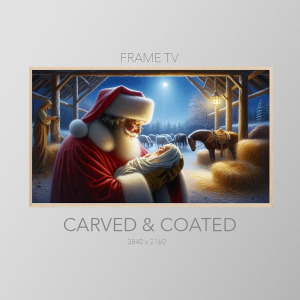 Samsung Frame TV Art Christmas Santa Holding Baby Jesus