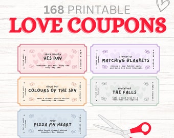 168 Date Coupons | Date Night Jar Coupons, Date Ideas, Gift for Her, Gift for Him, Valentine's Day Gift, Last Minute Gift, Anniversary Gift