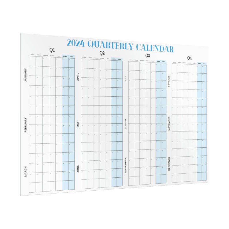 2024 Quarterly Calendar, 2024 Wall Calendar, Quarterly Planner