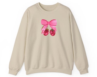 Pink Bow Sweatshirt, Coquette Sweatshirt, Cute Ribbons, Coquette Aesthetic, Trendy Sweatshirt, Coquette, Valentines Gift, Cherry + Bow