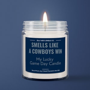 Smells Like A Cowboys Win Candle | Dallas Football Game Day Candle | Dallas Win Candle | Game Day Decor | Funny Sports Soy Candle