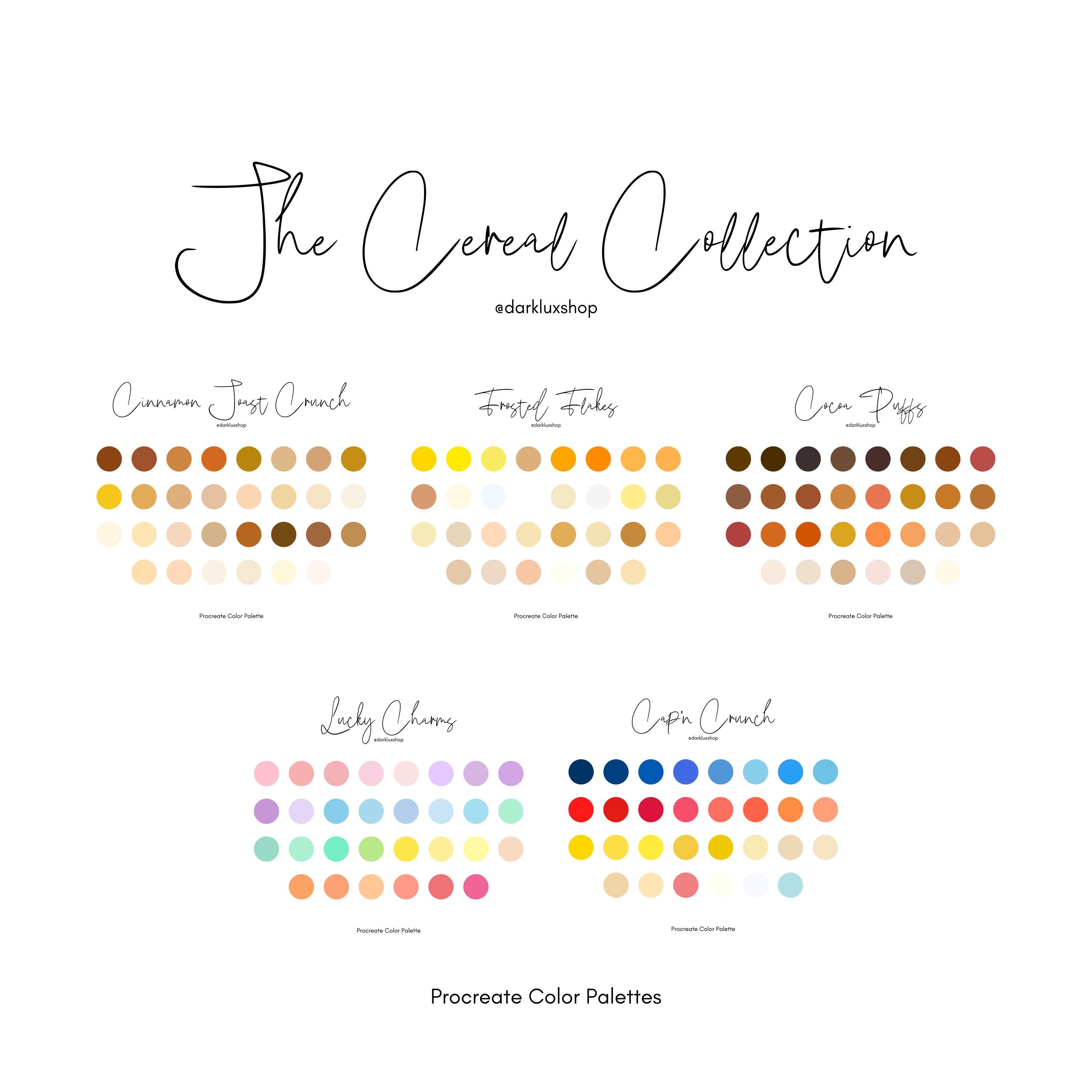 Pack de paletas de color para Procreate – 150 colores inspirados en cereales para arte digital divertido