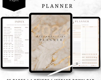 Ultimate Life Planner, Planificador Digital, Planificador GoodNotes, Planificador de iPad y Android, Diario, Semanal, Mensual 2024, Calendario Digital sin fecha