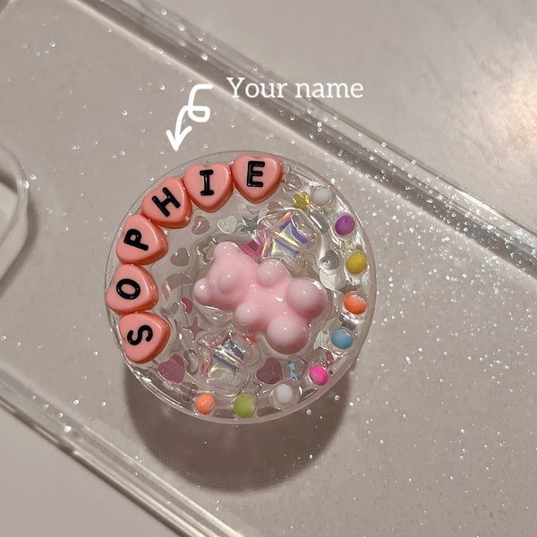 personalised name tags  Cute beads  phone grip , Y2k phone charm, Phone accessories, Gift, initials beads,smile folding phone holder