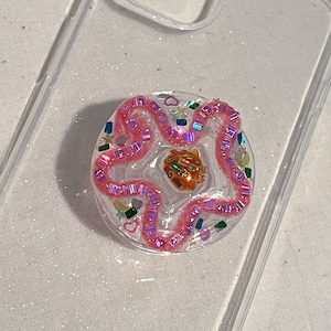 Pop socket  Cute beads  phone grip , Y2k phone charm, Phone accessories, Gift, heart glittering ,girl folding phone holder,korean jewelry