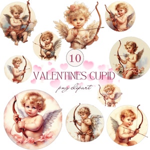 Valentines Cupid clipart bundle, Valentines clipart, Set of 10, Transparent background, Commercial use, Instant download
