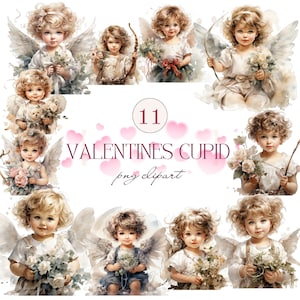 Valentines Cupid clipart bundle, Valentines clipart, Set of 11, Transparent background, Commercial use, Instant download
