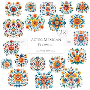 22 aztekische mexikanische Blumen Pngs | Mexikanische Blumen Clip Art | Mexikanische Blumen | Mexikanische Blumen Designs | Blumen lebendige | Kommerzielle Nutzung