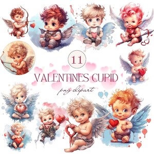 Valentines Cupid clipart bundle, Valentines clipart, Set of 11, Transparent background, Commercial use, Instant download