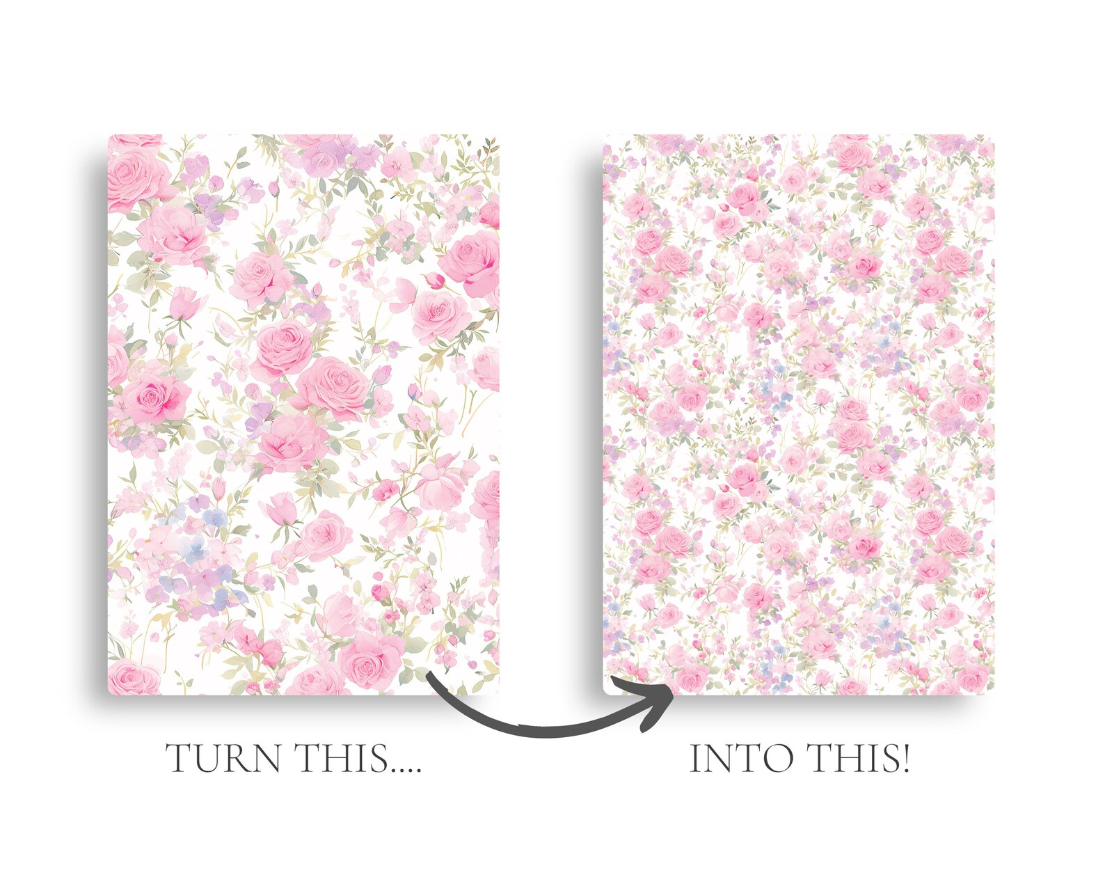Pastel Pink and Blue Floral Digital Paper, Blush Rose Watercolor ...