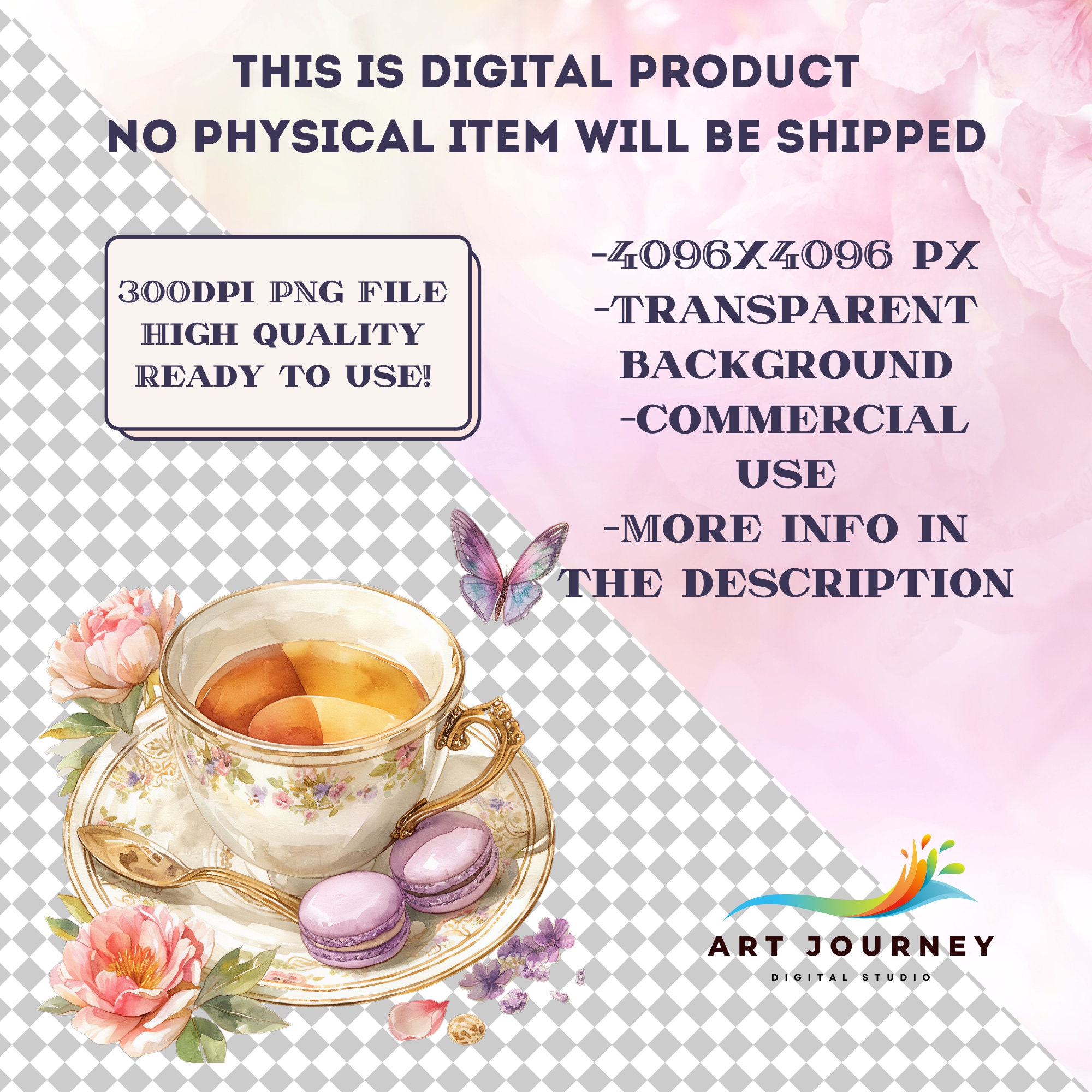 33 PNG Watercolor Vintage Floral Tea Time Clipart, Pastel Tea Clipart ...