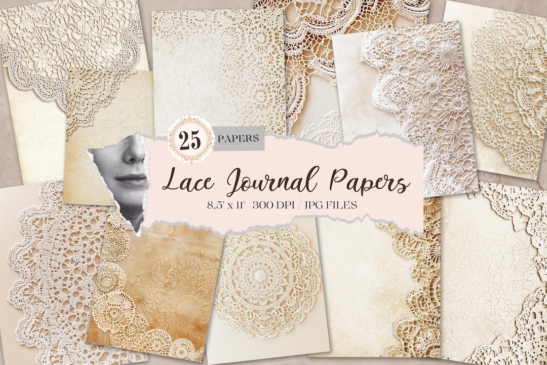 Vintage Lace Journal Papers, Printable Lace Doilies Pages, Lace Doily Embellishment Lace ...