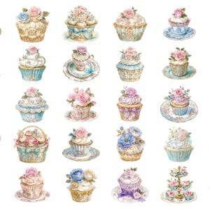 Cupcake Roccoco Rococo Floral Cupcake Clipart, Cupcake Prints, Bakery Clipart ...