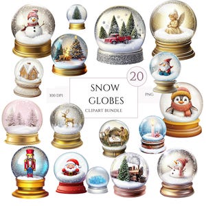 Christmas Snow Globe Clipart, Winter Holiday Clipart, Snowman, Winter, Santa Globe Clipart, Invitation Holiday 20 PNG, For Commercial Use