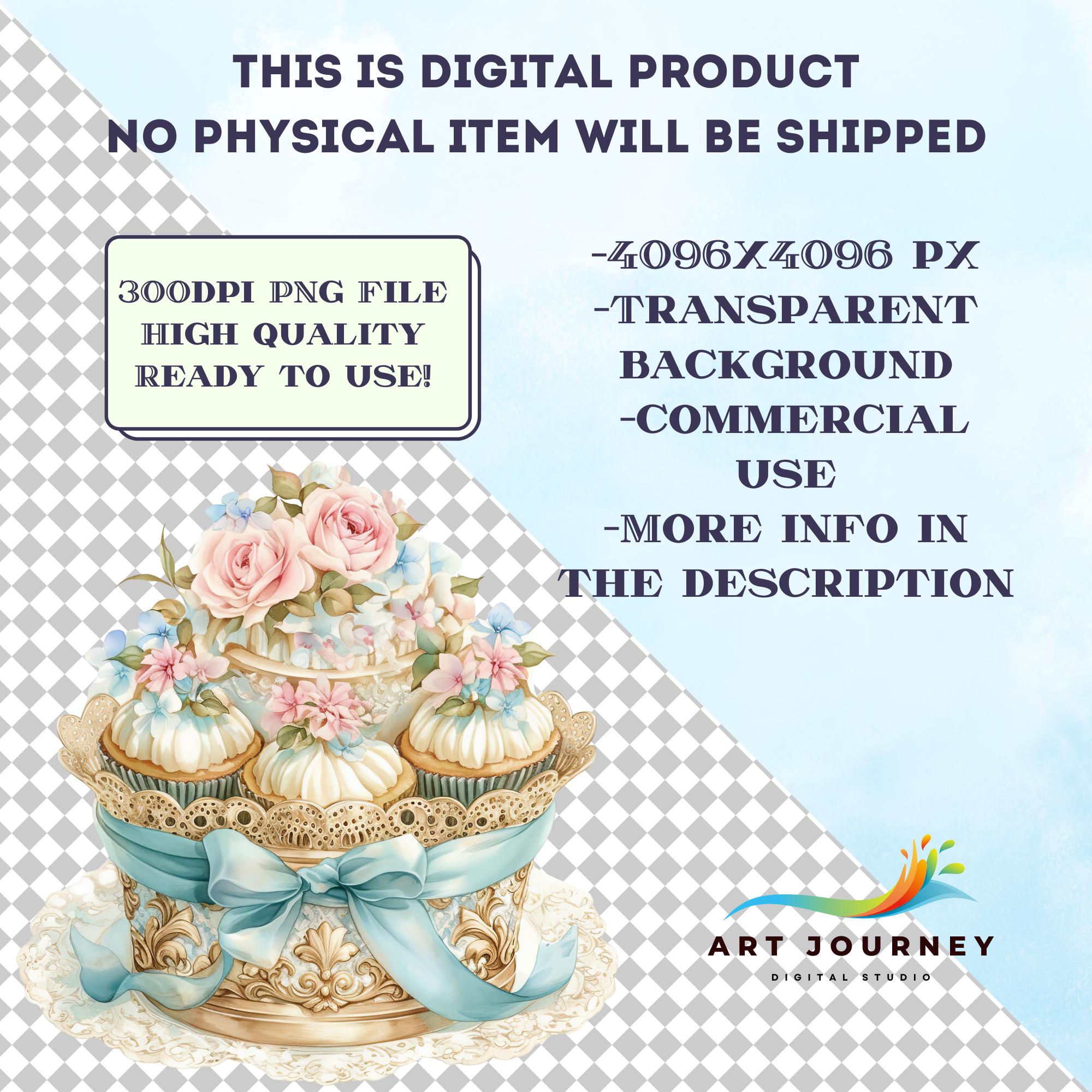 Cupcake Roccoco Rococo Floral Cupcake Clipart, Cupcake Prints, Bakery Clipart ...