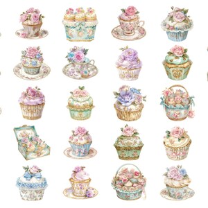 Cupcake Roccoco Rococo Floral Cupcake Clipart, Cupcake Prints, Bakery Clipart ...
