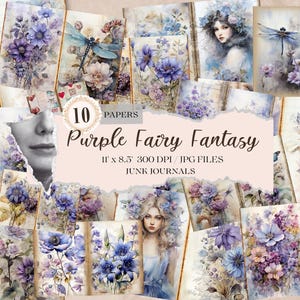 Purple Fairy Junk Journal, Fantasy Floral Spring Junk Journal, Purple Fairy Junk Journal Ephemera, Magical Nymph Junk Journal, Scrapbooking