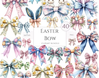 Easter Bow Clipart, Spring Floral Bow Clipart, Easter Bunny Bow PNG, Easter Egg Bow Clipart, Coquette Ribbon Png, Bows, Commercial Use