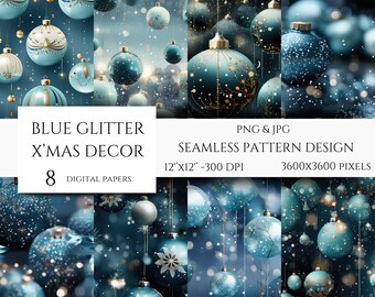 Holiday Shimmer Digital Paper | Sparkling Christmas Glitter Digital Paper | Seamless Textures With Glitter and Sequins | Xmas Printable