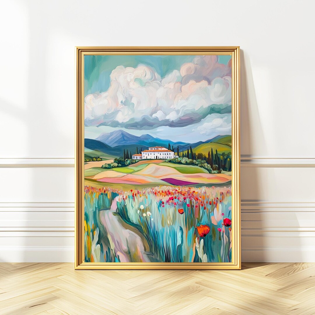 Spring Tulip Field Printable Wall Art, Colorful Tulip Meadow Print ...