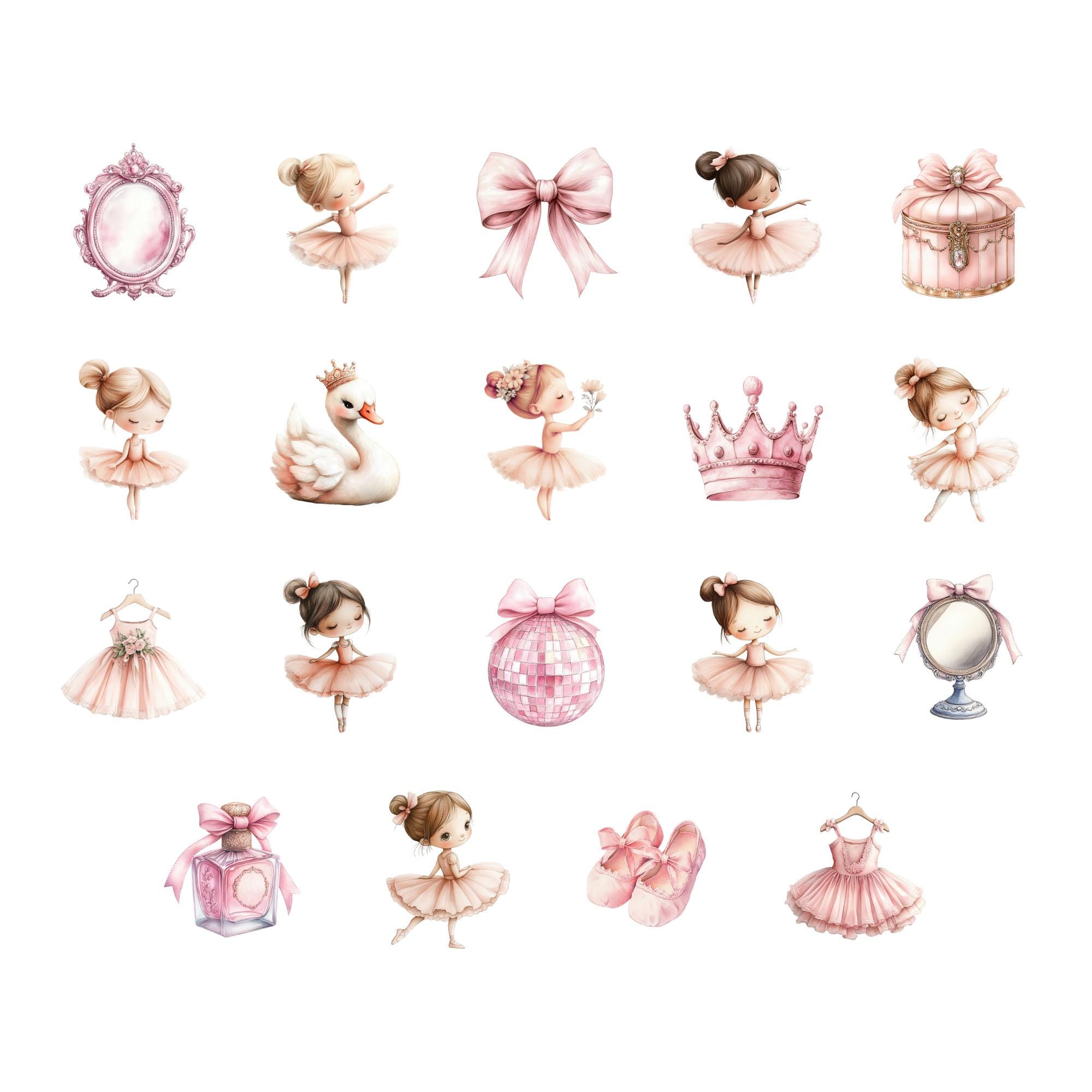 Watercolor Ballerina Clipart 38 PNG, Cute Little Ballerina, Swan Lake ...