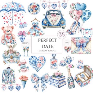 Grandmillennial Valentine Clipart, 35 PNG Romantic Designs,Toile De Jouy, Valentine Png, Vintage Floral Chinoiserie, Commercial Use