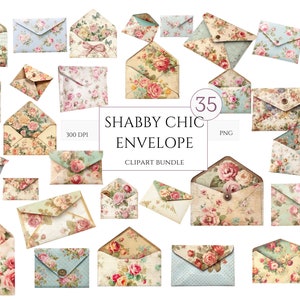 35 imágenes prediseñadas de sobres de rosas en mal estado, encanto retro, imágenes prediseñadas de sobres vintage para suministros de diario basura, estilo vintage victoriano, uso comercial