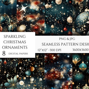 Papel digital Holiday Shimmer | Papel digital com brilho de Natal cintilante | Texturas perfeitas com brilho e lantejoulas | Natal para impressão