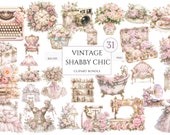 Shabby Chic Clipart, Watercolor Victorian Decor Clipart, Junk Journal, Floral Scrapbook Clipart, Victorian Vintage Style Commercial Use PNG
