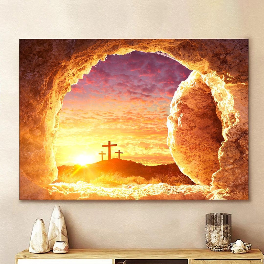 He is Risen Empty Tomb Canvas Wall Art – Easter Resurrection Print ...