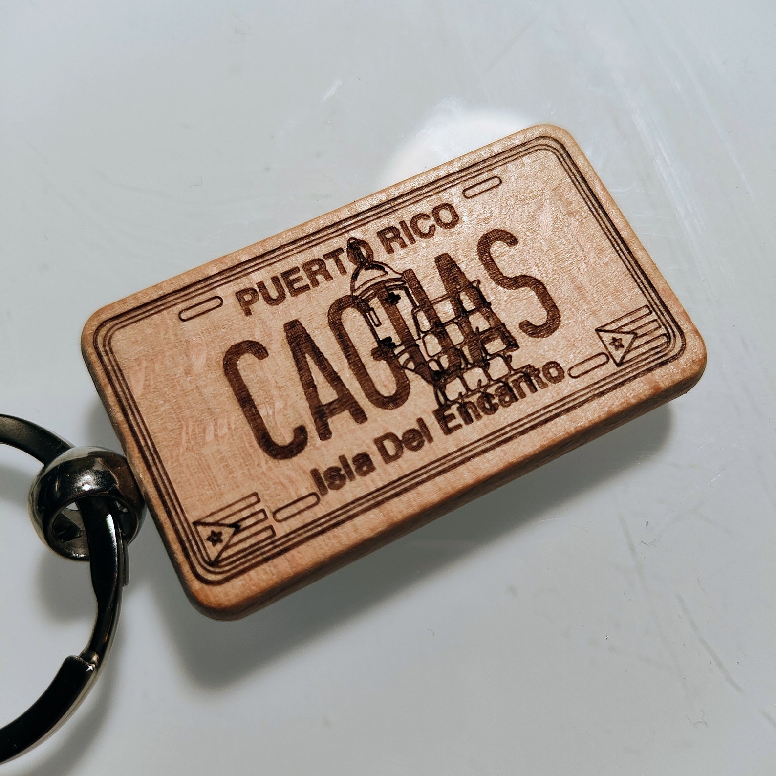 Custom Engraved Puerto Rico License Plate Wooden Keychains Etsy