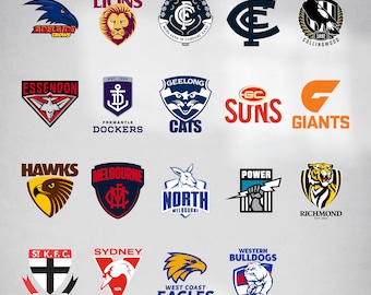 AFL SVG - Collection of SVGs and transparent PNGs for all Australian Footy teams. Instant Download. Create your own Arts and Crafts projects