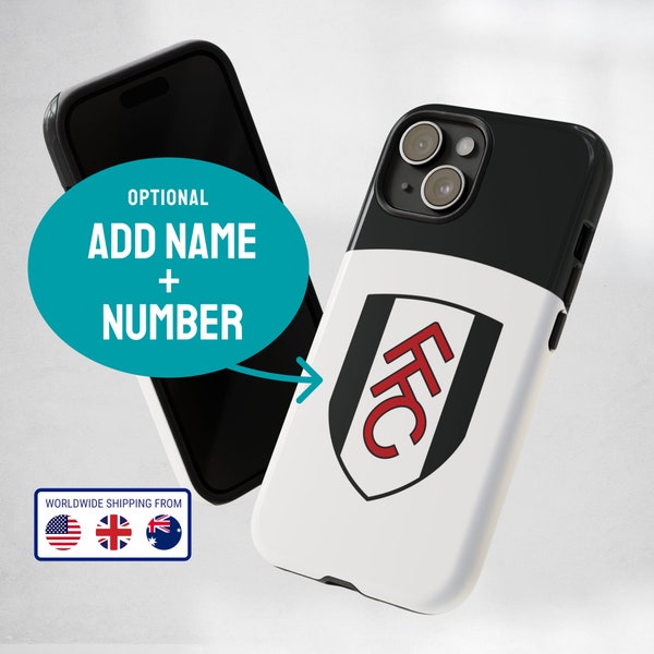 Fulham iPhone case. UK Premier League team case for iPhone, Samsung, Pixel. Gift for Fulham FC fan. Customisable tough case