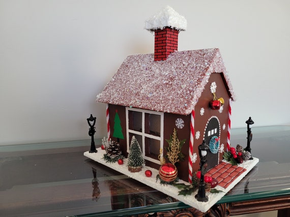 Gingerbread house, Christmas home decor, Christmas gifts, Christmas decorations, Handcrafted, Unique gift, Lighted Xmas decoration no.026