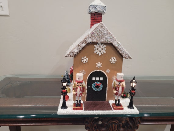 Gingerbread house, Christmas home decor, Christmas gifts Christmas decorations, Handcrafted, Unique gifts, Nutcrackers, Lighted Xmas.No. 023