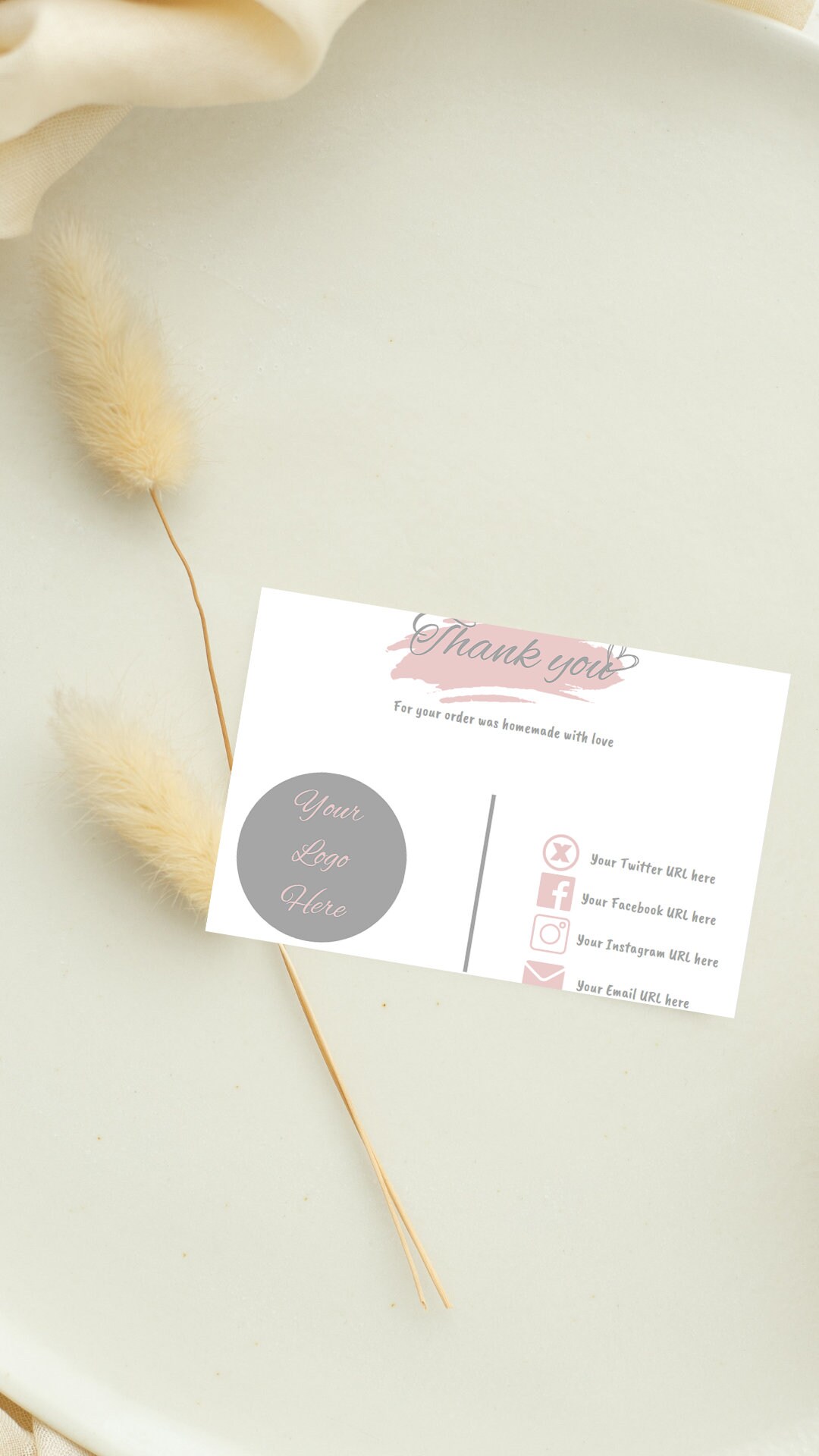 Editable in CANVA Pink Business Thank You Insert Card Template Modern ...
