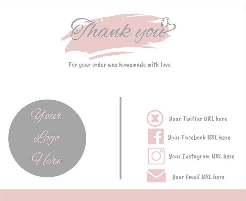 Editable in CANVA Pink Business Thank You Insert Card Template Modern ...