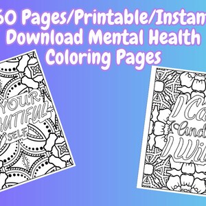 Psychische Gesundheit Malseiten, Therapie Printables, Malbuch, Malseiten für Selbstvertrauen, Teenager und Erwachsene, Angst Relief