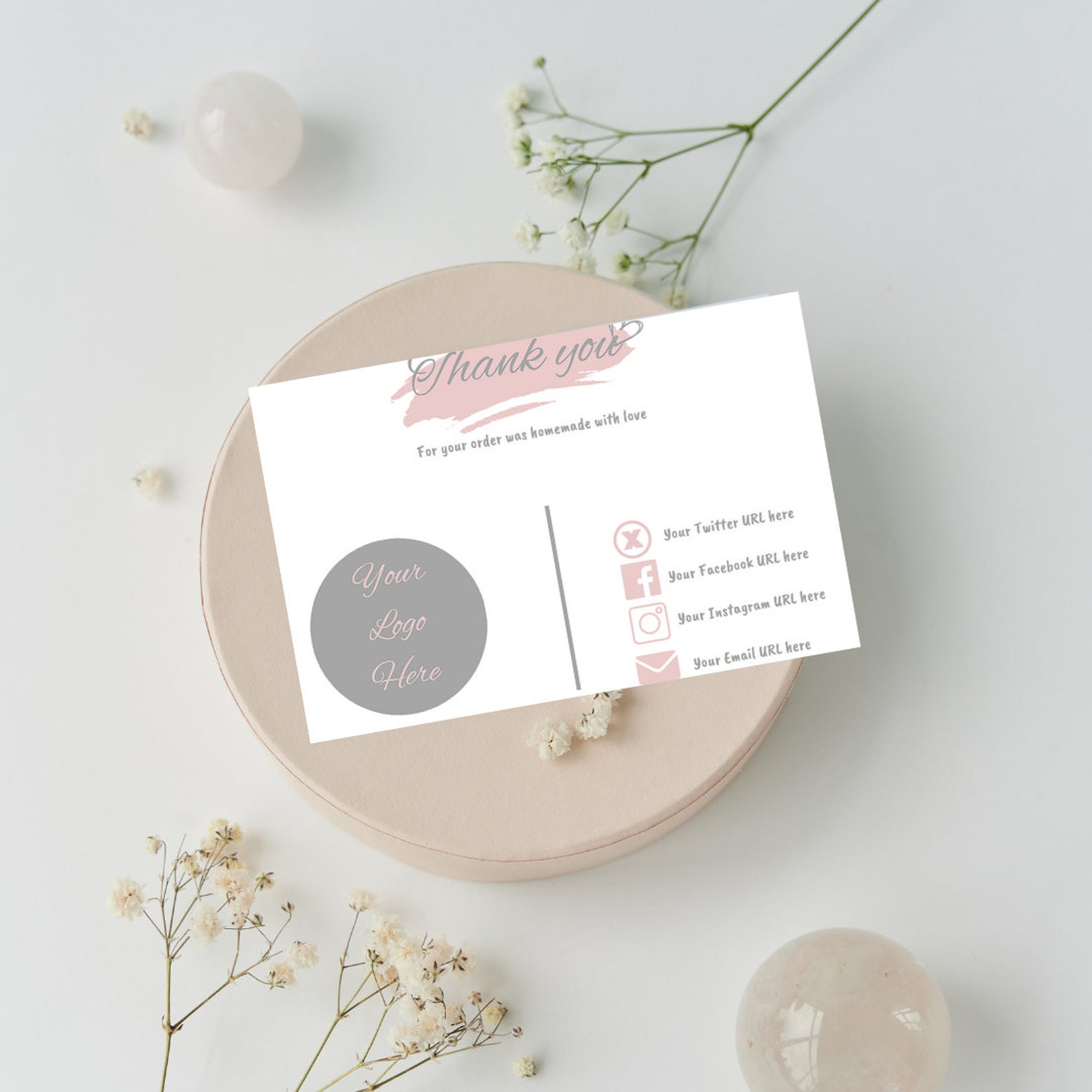 Editable in CANVA Pink Business Thank You Insert Card Template Modern ...
